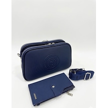 Just Polo Kadın Lakost Ayarlanabilir Askılı Çapraz Omuz Çantası Ve Cüzdanı Kombin Shoulder Bag Lacivert