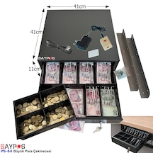 6 Banknot Gözlü Kolay Açma Butonlu Ve Montaj Askılı Takım Halinde Para Çekmecesi 41x41x11cm