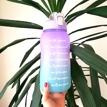 2 Litre Mor Kapaklı Motivasyonlu Tritan Spor Salonu Şişesi Su Mat
