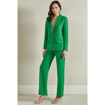 Erkek Yaka Yeşil Dokuma Blazer Yeşil