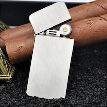 Kuboy Vintage Çakmak Benzinli Slim Çakmak Gümüş Renk Bronz