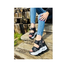 Lady Kadın Yüksek Taban Spor Sandalet Dolgu Topuklu siyah