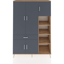 Hyperion Dolap 10 Raflı Tek Çekmeceli 5 Kapaklı 132x44x195 Çam-antrasit/antrasit Antrasıt/antrasıt