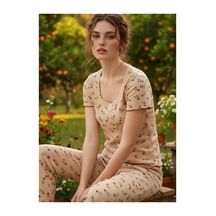 Siyah İnci Dantelli Fitilli Kaşkorse Örme Pijama Takım 26120552 Ten Rengi