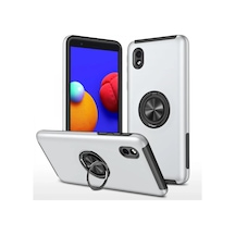 Samsung Galaxy A01 Core Uyumlu Kılıf Elit Yüzüklü Kapak - Gümüş