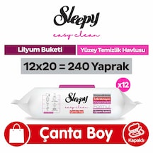 Sleepy Easy Clean Lilyum Buketi Yüzey Temizlik Havlusu Çanta Boy 12x20 240 Yaprak Beyaz