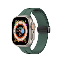 Apple Watch Ultra 49mm Uyumlu Kordon Silikon Metal Mıknatıslı Toka Zore Krd-84 Kayış