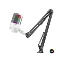 Rgb Mikrofon Seti Boom Mikrofon Kolu Type-c 192khz 24bit Beyaz Me6s35w Evimdeyokyok