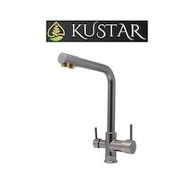 Kustar 3 Yollu Mutfak Eviye Bataryası Füme Gold Arıtma Çıkışlı Batarya