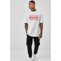 Oversize Error Baskılı Beyaz Tshirt Nrage66 Beyaz