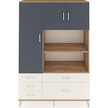 Hyperion Dolap 7 Raflı 5 Çekmeceli 3 Kapaklı 132x44x195 Çam-antrasit/aytaşı Antrasıt/aytası