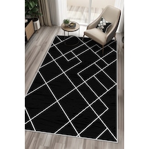 West Home Dijital Baskı Yıkanabilir Kaymaz Taban Siyah Salon Halısı Mutfak Halısı Yolluk Wh 533 Black