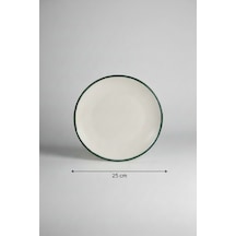 6'lı Valencia Servis Tabağı 25cm Rim Yeşil Rinart Krem