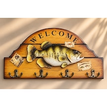 Balık Figürlü Ahşap Welcome Duvar Askısı Ve Anahtarlık