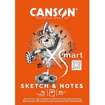 Canson Xsmart Çizim Kağıdı, Beyaz, İnce Taneli, 90 G/m², Uzun Taraflı Yapışkan Blok, A4-21 X 29,7 Cm, Beyaz, 50