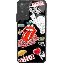 Xiaomi Redmi Note 11s Sticker Tasarımlı Glossy Telefon Kılıfı Siyah