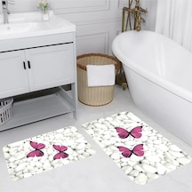 Rovigo Home Baskılı Kaymaz Taban 2 Li Banyo Paspas Takım Rvg5071-100X60-60X50 Çok Renkli