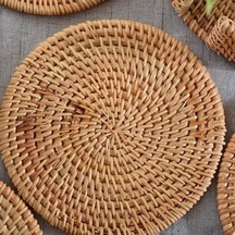 Novahub Isı Yalıtımı El Yapımı Rattan Mat Coaster Placemat Plaka Mutfak Fincan Aksesuarı 8cm Doğal Doğal