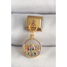 Mey İthalat 316l Çelik Gold Renk Sallantı Renkli Zirkon Taşlı Göz Model Nomination Charm - Özel Seri Meyeb682b2316db6ea682bb044899 Altın