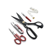 Siyah Saplı Profesyonel Çelik Terzi Kumaş Kesim Makası Set 11 Inç 28 Cm Uzunluk