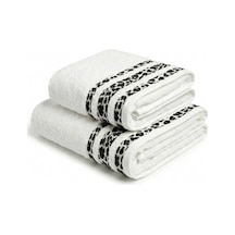 2 Parça Banyo Havlu Seti %100 Pamuk 70x140+50x90 Cm Savana Beyaz Diğer