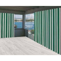 Ceylan Home Balkon Perdesi Yeşil Çizgili Ölçü Seçenekli Yeşil