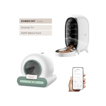 Groove Ti+ Wi-fi Akıllı Otomatik Kedi Tuvaleti Yeşil + Petfit Meow Pure 3l Wi-fi Kameralı Akıllı Otomatik Mama Kabı Besleme Ünitesi Bundle