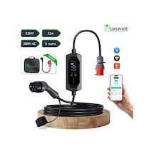 Elektrikli Araba Taşınabilir Şarj Cihazı 22 Kw / 32a / Tip-2 / 5x32a Fiş / Trifaze / 5m / Çantalı / Ev Tipi Dönüştürücü Kablolu 22 Kw