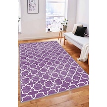 Mor Spor Kaymaz Tabanlı Makinede Yıkanabilir Halı Mo05n11