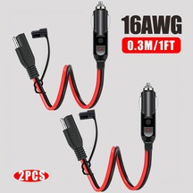 Xuweiwei 1ft 2pcs Sae Araç Şarj Kablosu 16awg Sigortalı Led Uzantı Kablosu