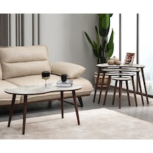 Vovvahome Moon 4lü Mdf Ahşap Zigon Sehpa Ve Orta Sehpa - Beyaz