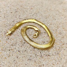 6.3mm Balık Sırtı Bileklik Künye 14 Ayar Altın Hd Videolu Sarı