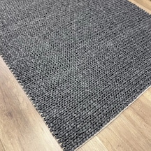 Eko Halı Jade Basketweave Antrasit Naturel Kazak Örgü Desenli El Dokuma Örgü Kilim Antrasit