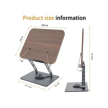 Ht-907 Metal Ahşap Kitap Okuma Standı 360 Dönebilen Katlanabilir Masaüstü Rahle Laptop Standı Tablet