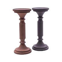 Doqu Home Destina Pillar İkili Şamdan , Mumluk Aksesuar Çok Renkli