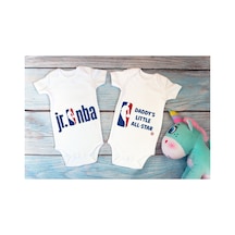 Babylimon Basketbol Ikili Bebek Body Beyaz 2'li Bebek Badi Zıbın Beyaz - 567126335 Beyaz