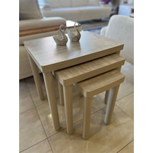 3lü Full Traverten Bohem Zigon Sehpa Bej