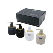 Diyarı Fırsat Bambu Detaylı Yuvarlak Dik Çizgili Sıvı Sabun Dispenseri 425 Ml 12'li Paket
