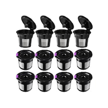 "12'li Paket Yeniden Kullanılabilir Keurig K Cup Filtre, Bpa İçermez, Tüm Sezon Kullanım" Siyah Siyah