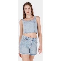 Colins Dar Kesim Bisiklet Yaka Mavi Kadın Büstiyer Cl1069854 Q1.v1 Dn01220 Denim
