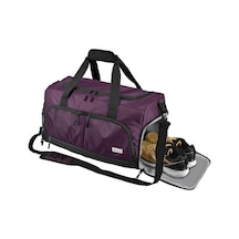 Haegs Spor Çantası, 10 Cepli, Ayakkabı Bölmeli, Seyahat Çantası, Gym, Fitness Bayan Spor Çantası Mor