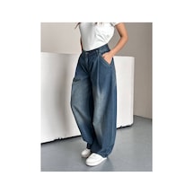 Zdnjeans Kadın Koyu Mavi Geniş Paça Jean Pantolon