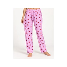 Fit Women Kadın Premium Desenli Rahat Kesim Pembe Pijama Altı 4774