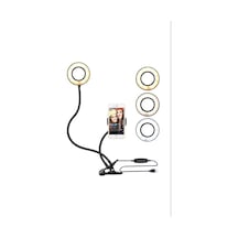 Led Tripod Işıklı Telefon Tutucu Makyaj Işığı Ring Light 9 Cm Çap