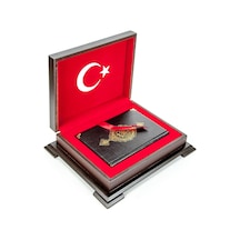 Ahşap Kutulu Türk Bayrağı Desenli Hediye Kur'An Seti Dini Hediyel