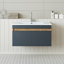Roomart '' Lavabolu '' Atlantik - Antrasit Mdf 85 Cm Banyo Dolabı Atlantik Çam - Antrasit