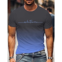 Snapbuyerkekler İçin 3d Baskılı Degrade Mektup Grafik Yazlık Kısa Kollu T-shirtgri Gri