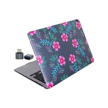 Macbook Air 13.6 İnç Çiçek Desenli Kılıf A2681 A3113 A3240 A3449 M2 M3 M4 M5 Uyumlu Kristal Parlak Sert Kapak Hard Case Pembe Mavi