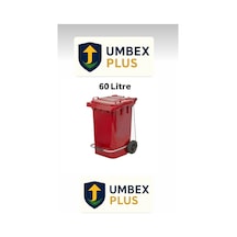 Umbex Plastik Pedallı Çöp Konteyneri 60 Litre Plastik Konteyner - A Isıya Karşı Dayanıklı Malzeme Kırmızı
