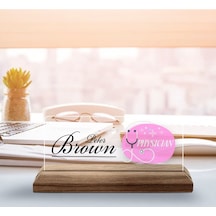 Bk Gift Kişiye Özel İsimli Doktor Temalı Ahşap Tabanlı Akrilik Masa İsimliği-7, Ofis Dekoru, Mesleki Hediye, Ofis Hediyeleri Kobitmeyen137894 Bk Gift